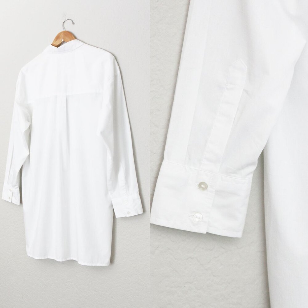 Abercrombie and Fitch White Poplin Shirt Dress Longline Tunic Oversized Cotton M - Picture 7 of 15